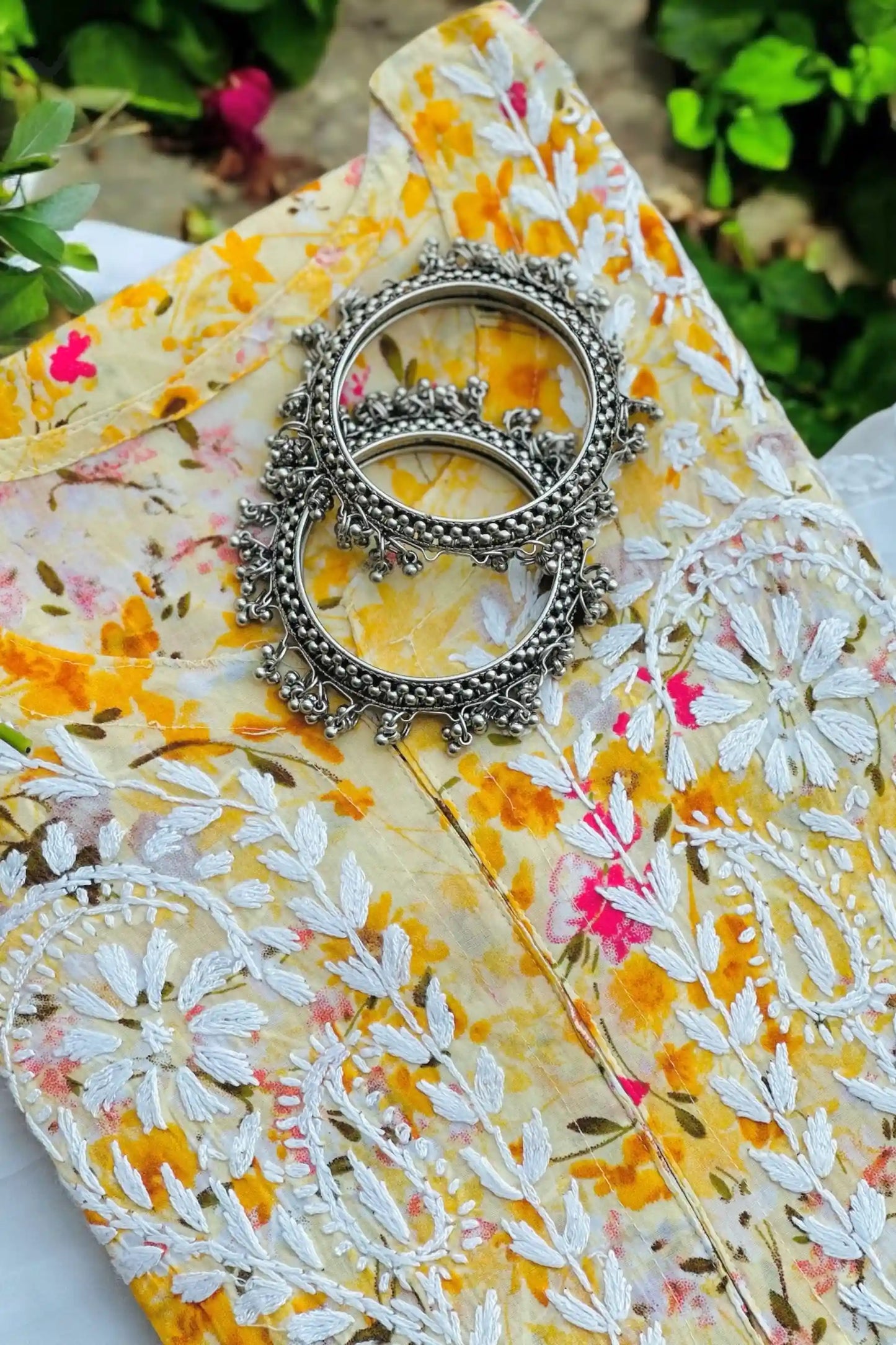Shaded Yellow Fanah Mul Chikankari