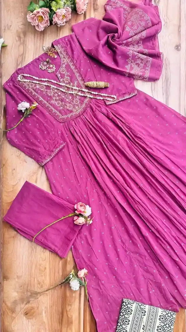 Embroidered Purple Suit Set - Passion for Fashion by Shivani