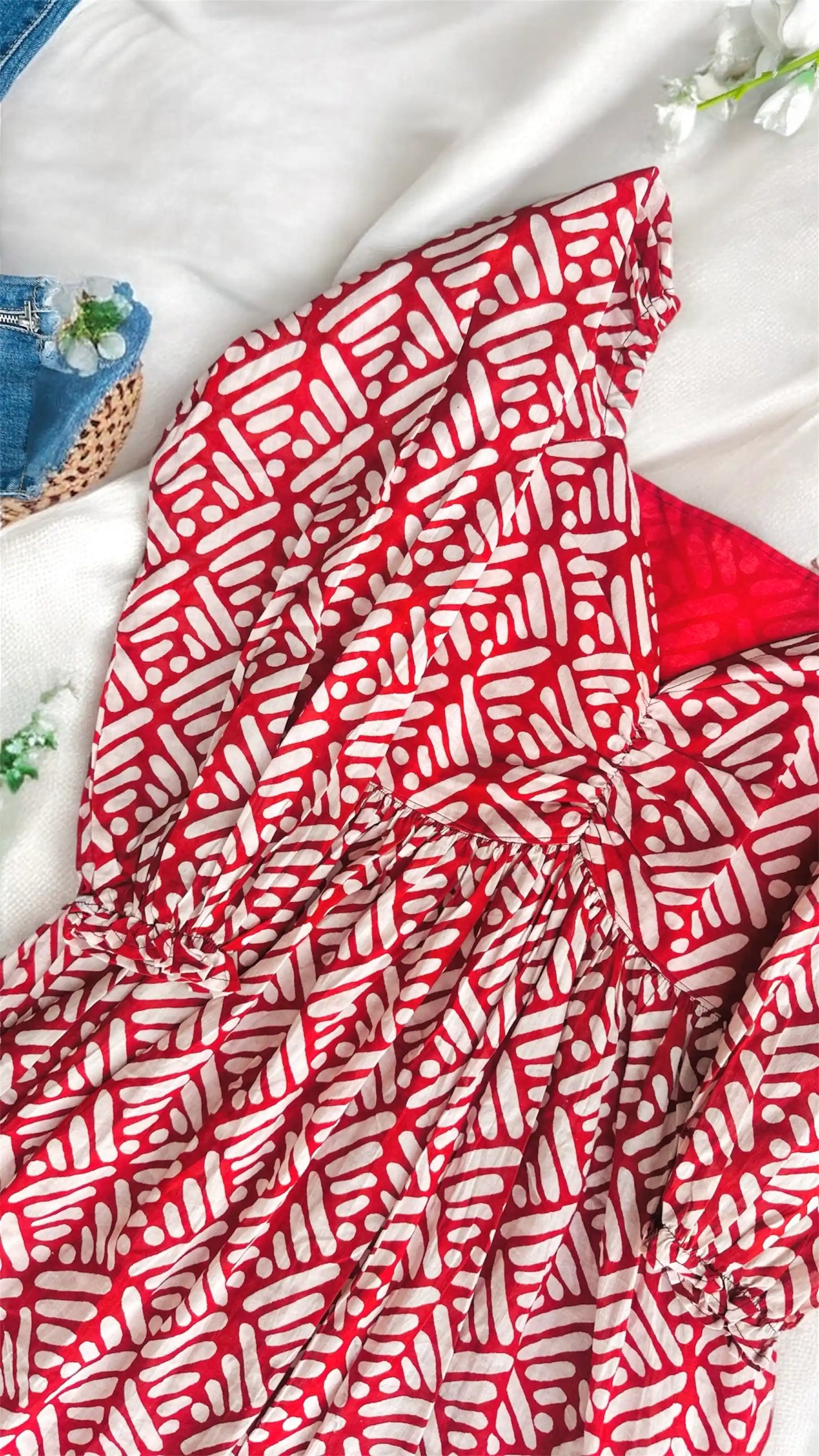 Scarlet Pleated Twirl Dress