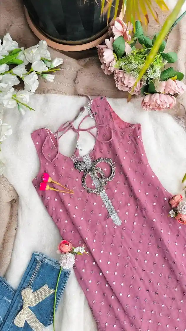 Blossom Peach Mirror Gulnaz Kurta