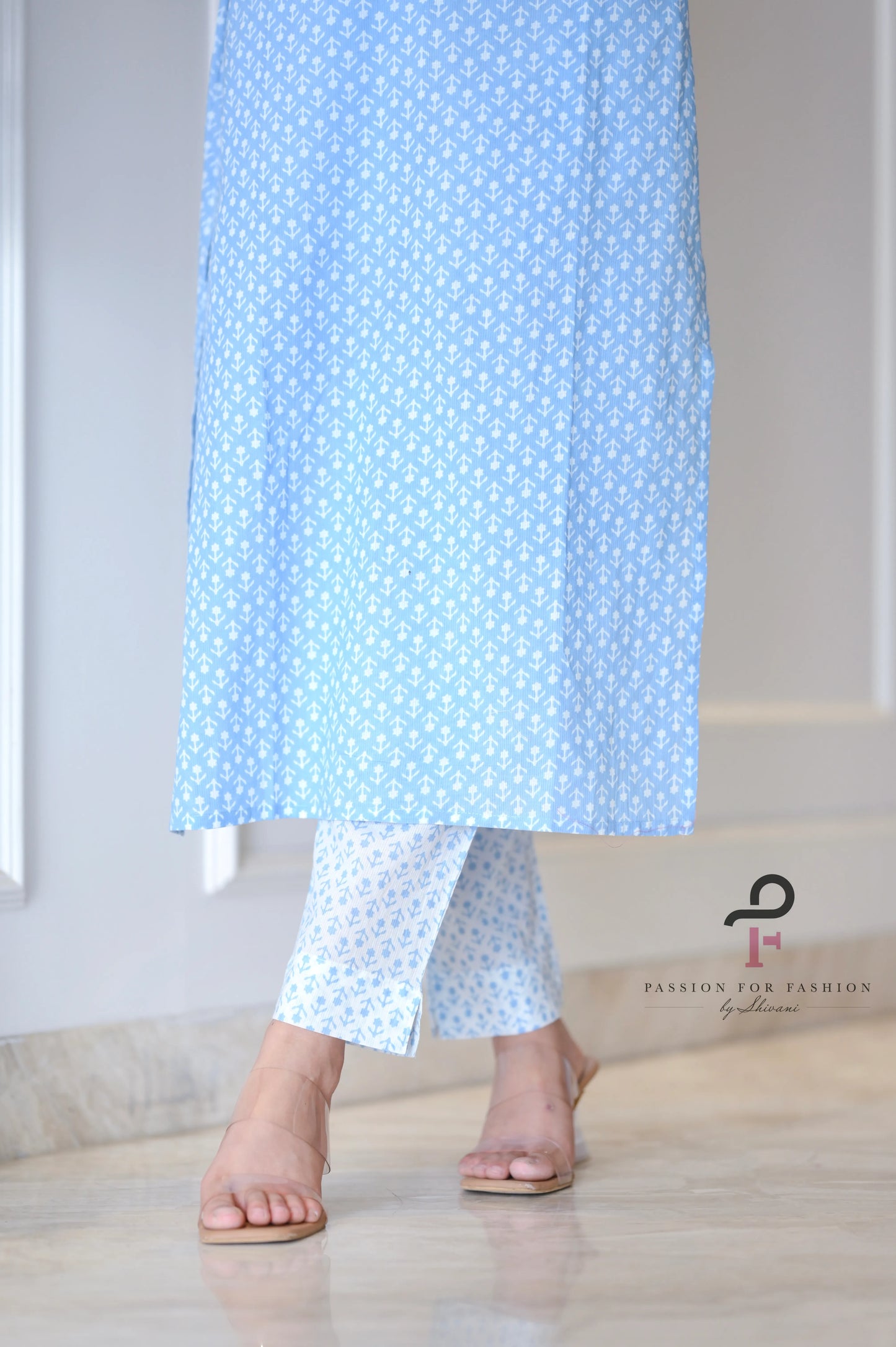 Block Blue Meher Embroidered Suit Set - Passion for Fashion by Shivani