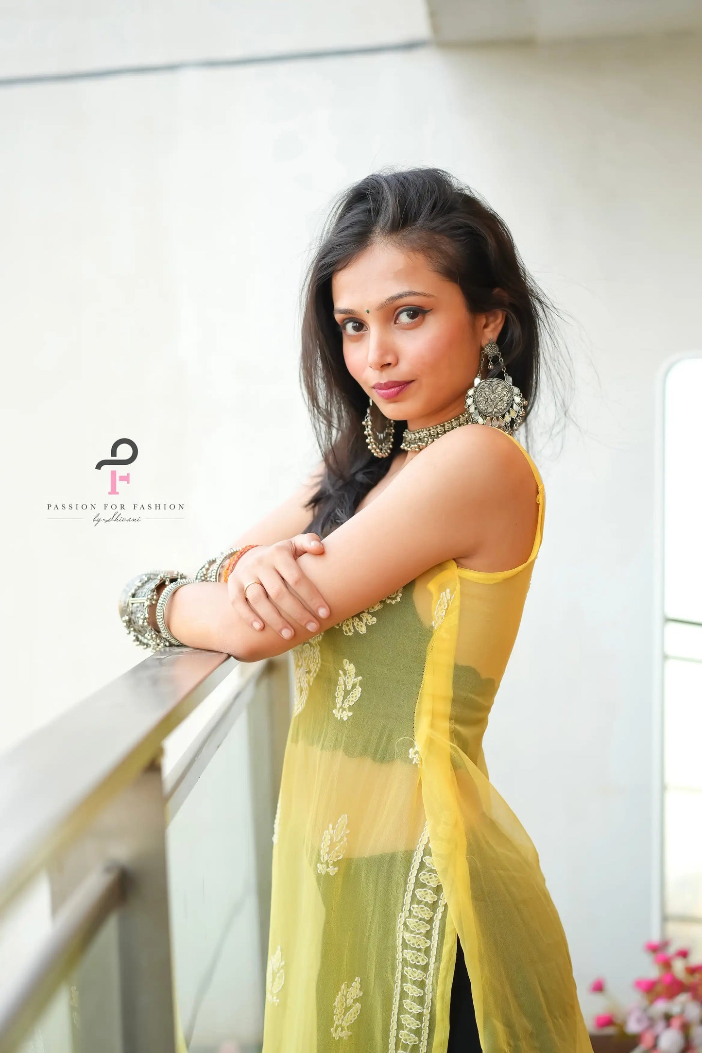 Sunrise Yellow Aliya Georgette Noor Chikan Kurta