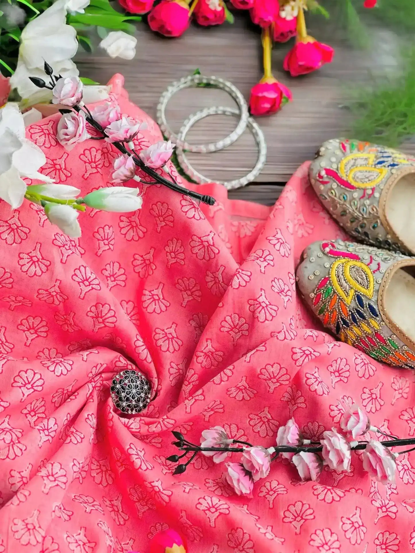 Peach Jaipuri Mulmul Must Pick Dupatta - Passion for Fashion by Shivani
