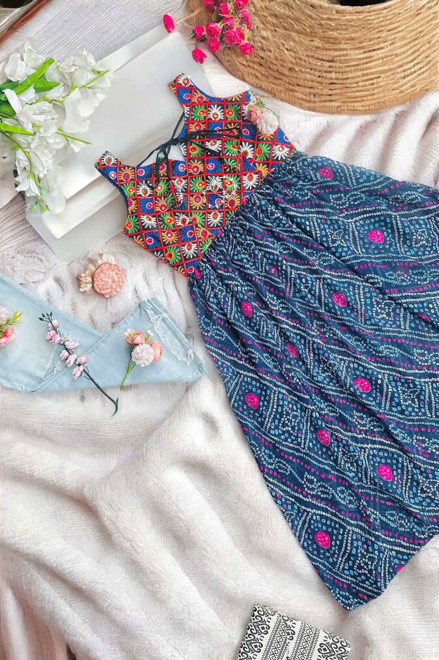 Charm Blue Embroidered Gulnaz Kurta