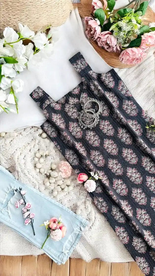 Midnight Bloom Block Jaipuri Kurta - Passion for Fashion by Shivani