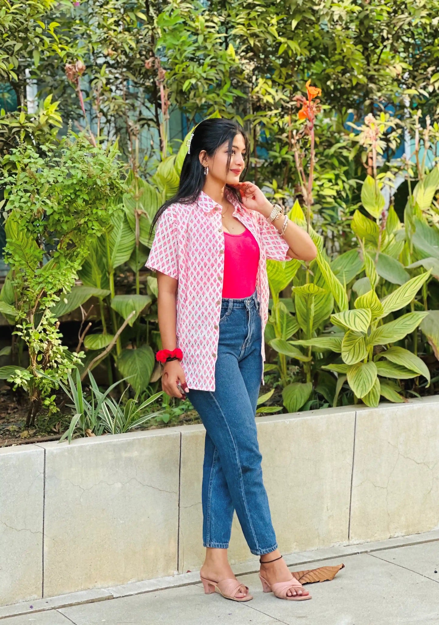 Pink Block Jaipuri Shirt