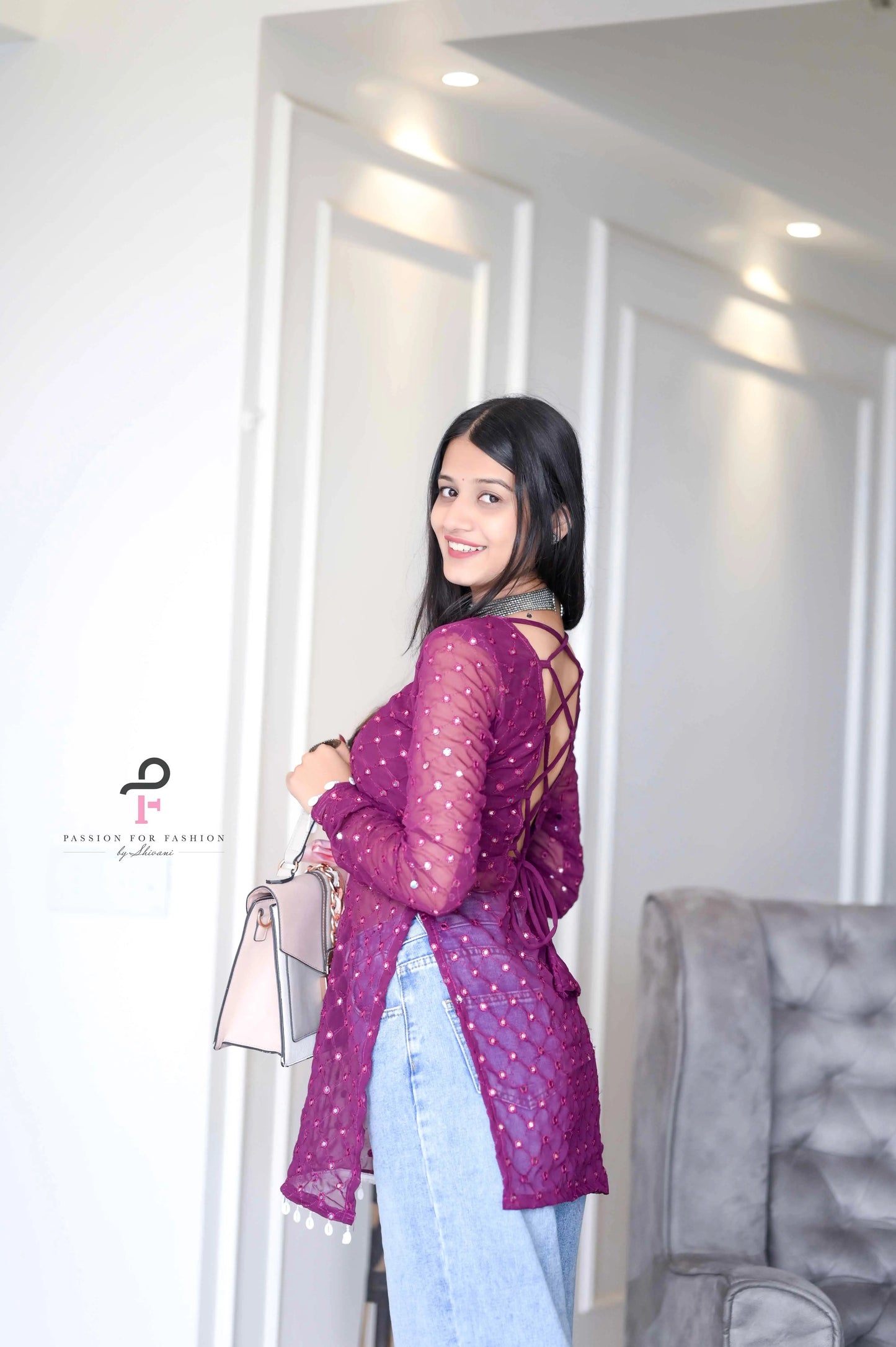 Vintage Wine Gulnaz Embroidered Kurta