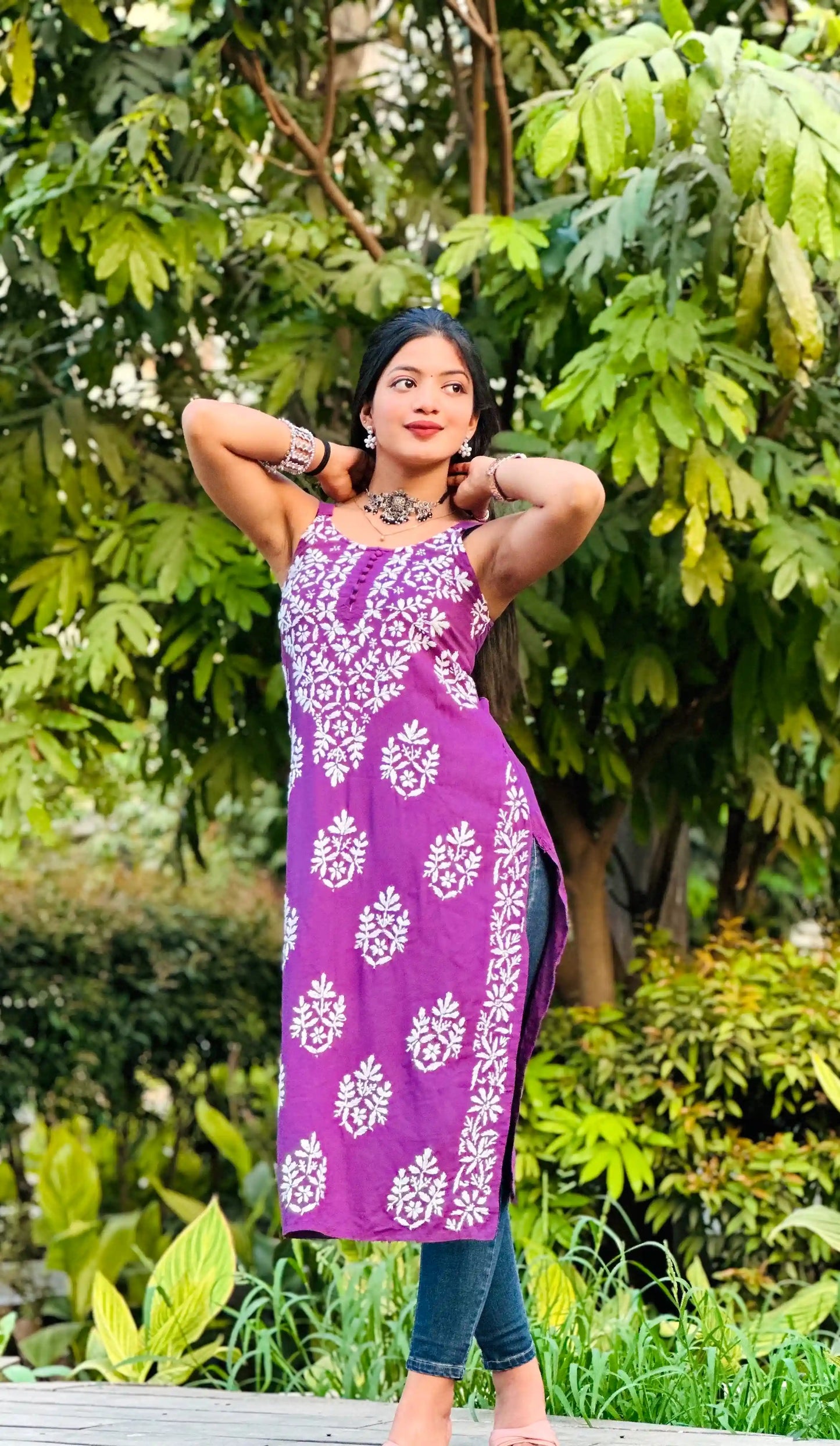 Shimmer Purple Aliya Noor Slit Kurta