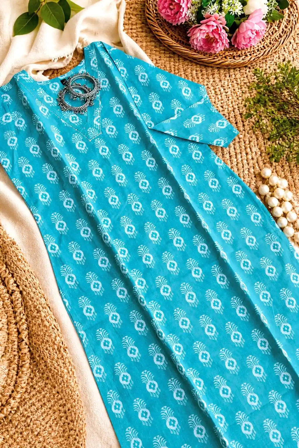 Blush Block Mul Budget Kurta
