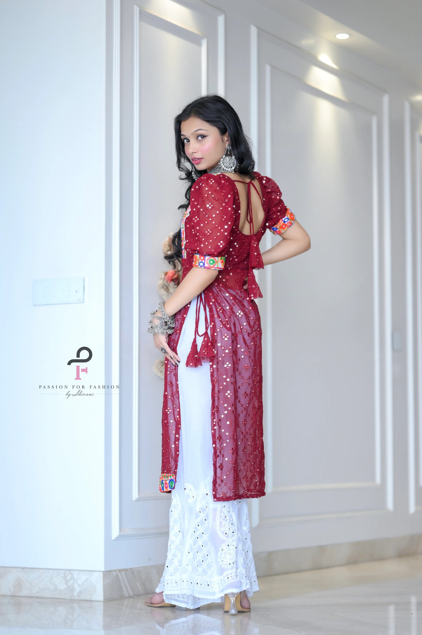 Scarlet Maroon Embroidered Gulnaz Kurta
