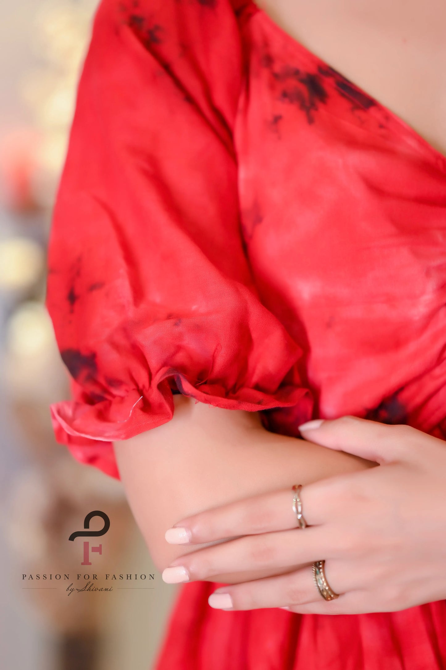 Scarlet Red Tye Dye Peplum Top