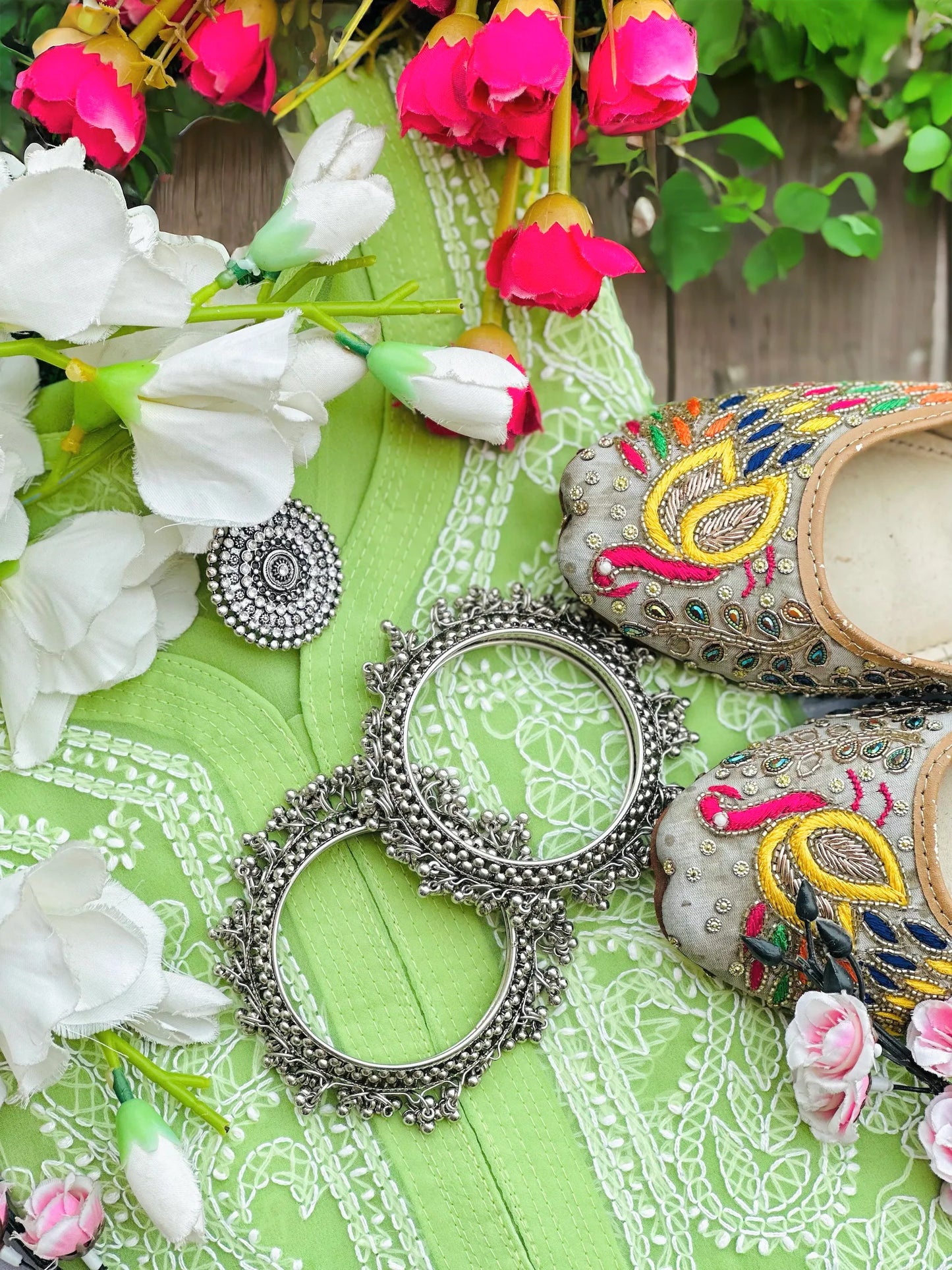 Forest Green Noor Chikan Kurta