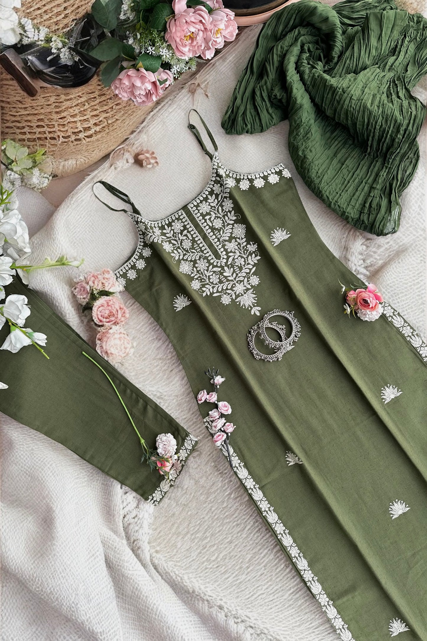 Emerald Bliss Embroidered Meher Suit