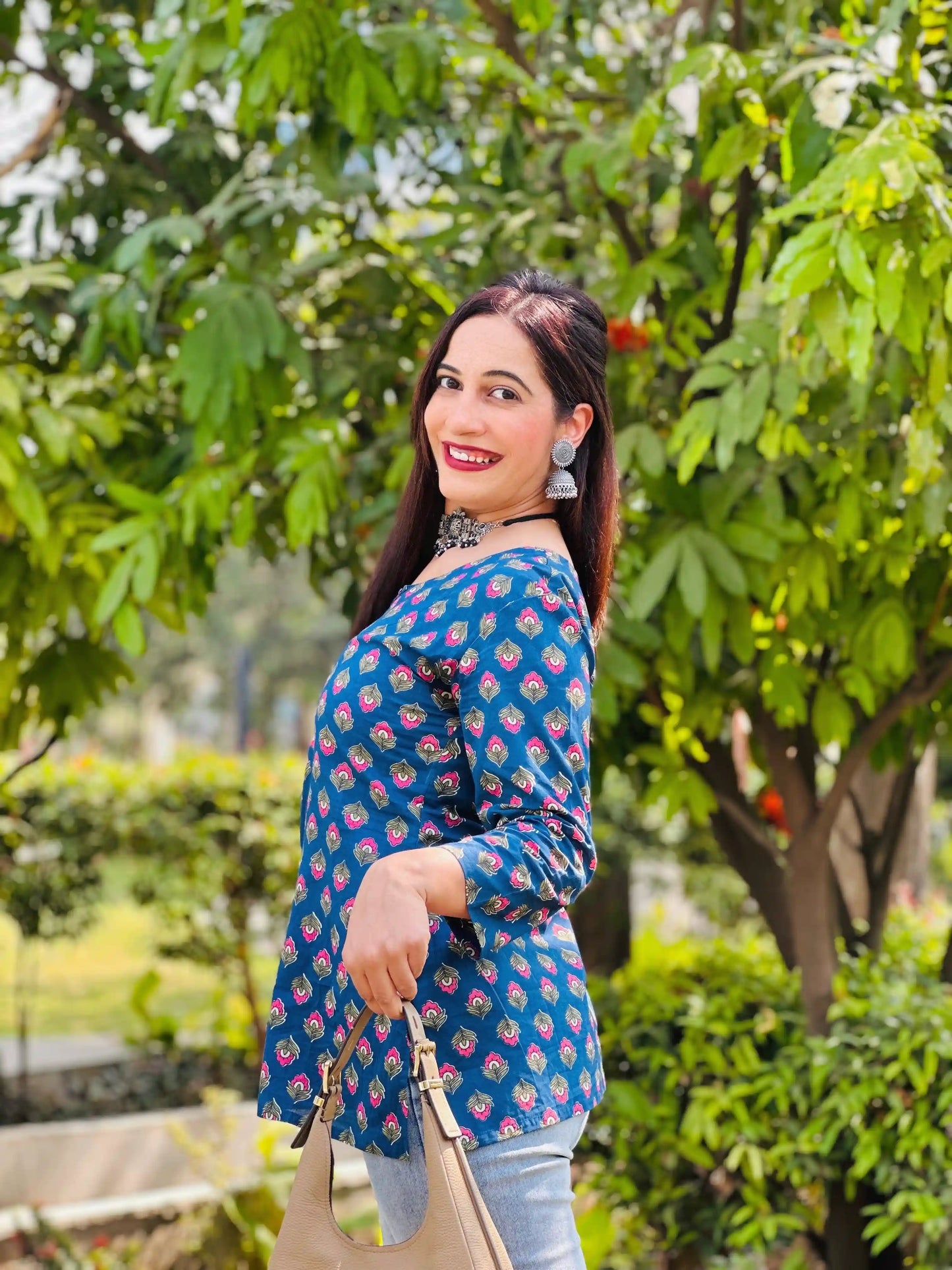 Gulabi Blue Hand Printed Kurta