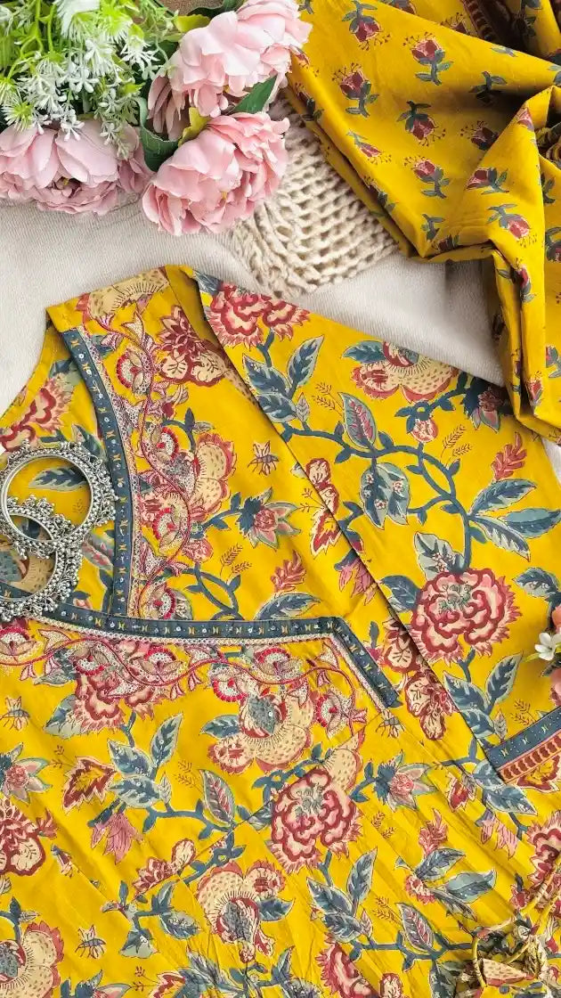 Mustard Angrakha Meher Suit Set