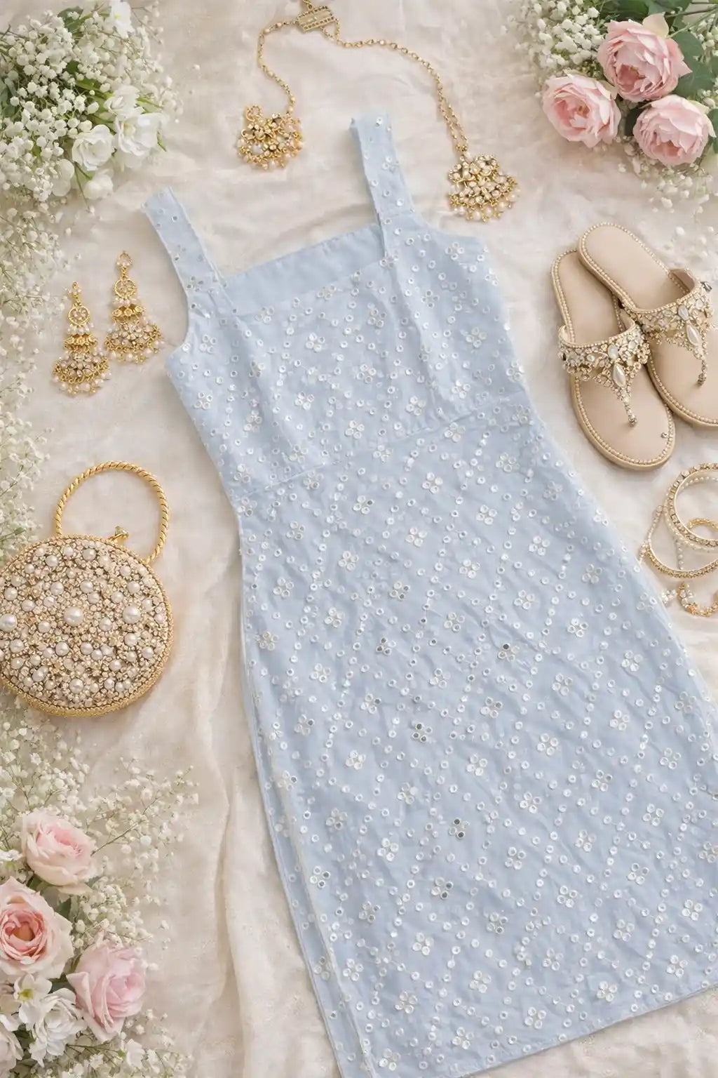 Santoshi’s White Embroidered Gulnaz Kurta