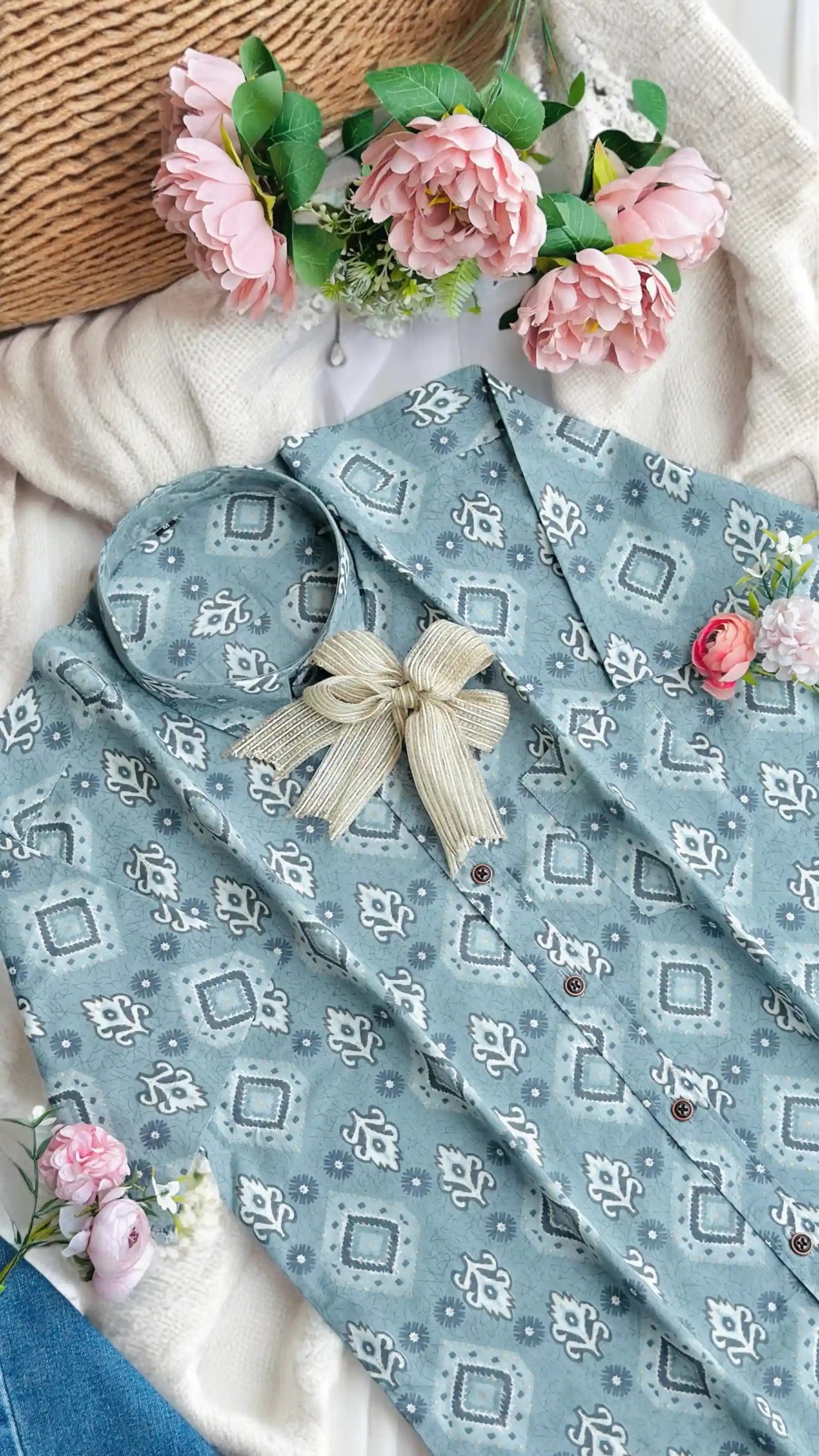 Grey Ikkat Jaipuri Shirt - Passion for Fashion by Shivani
