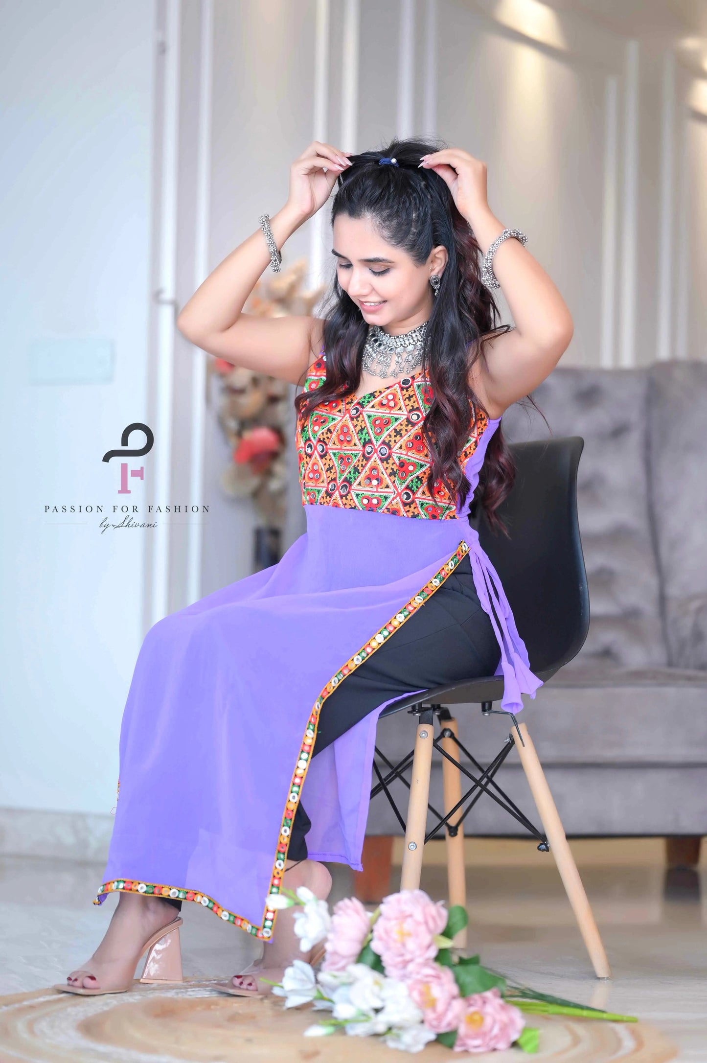 Rosy Lilac Gulnaz Embroidered Kurta