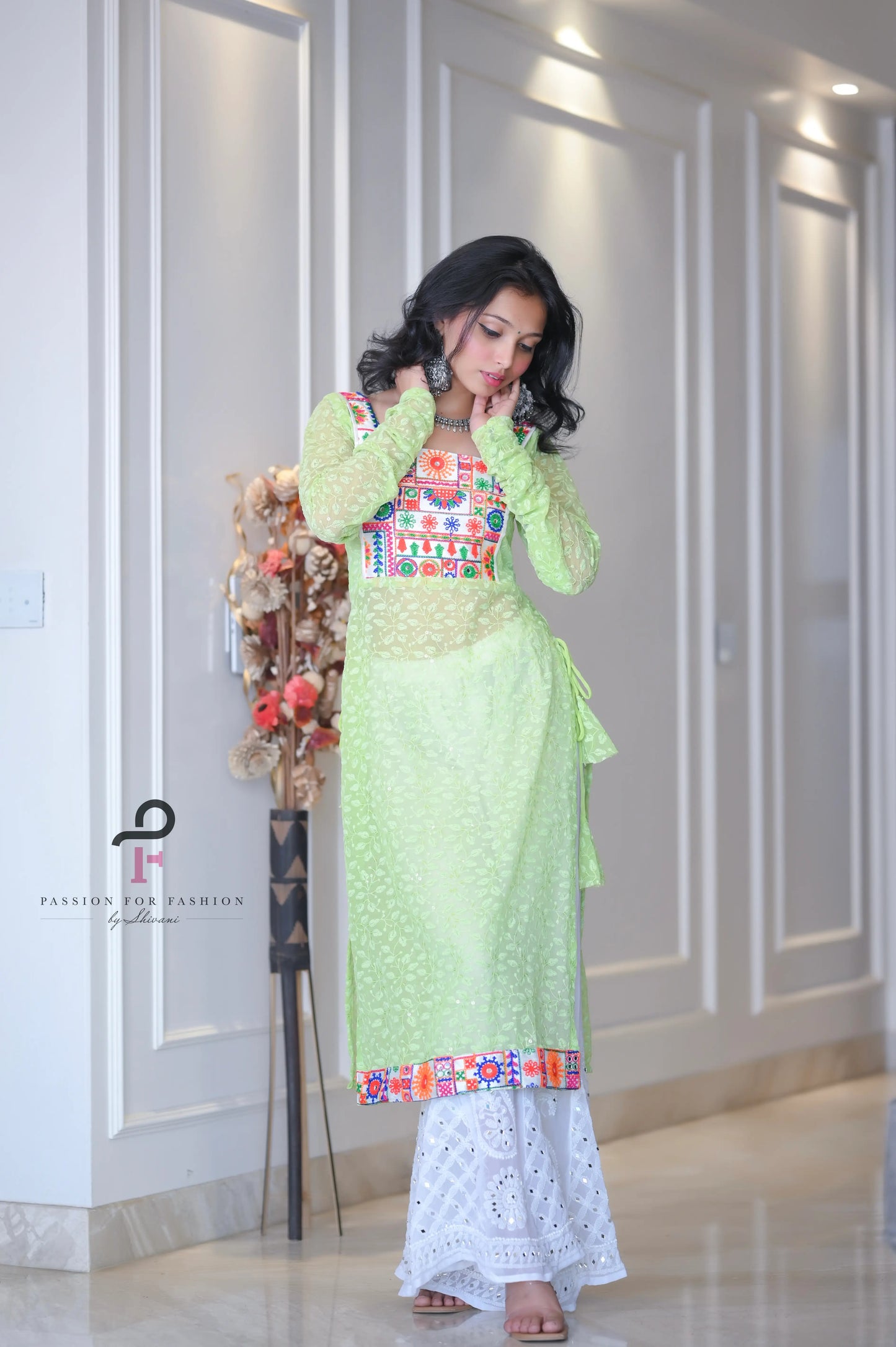 Blooming Green Embroidered Gulnaz Kurta