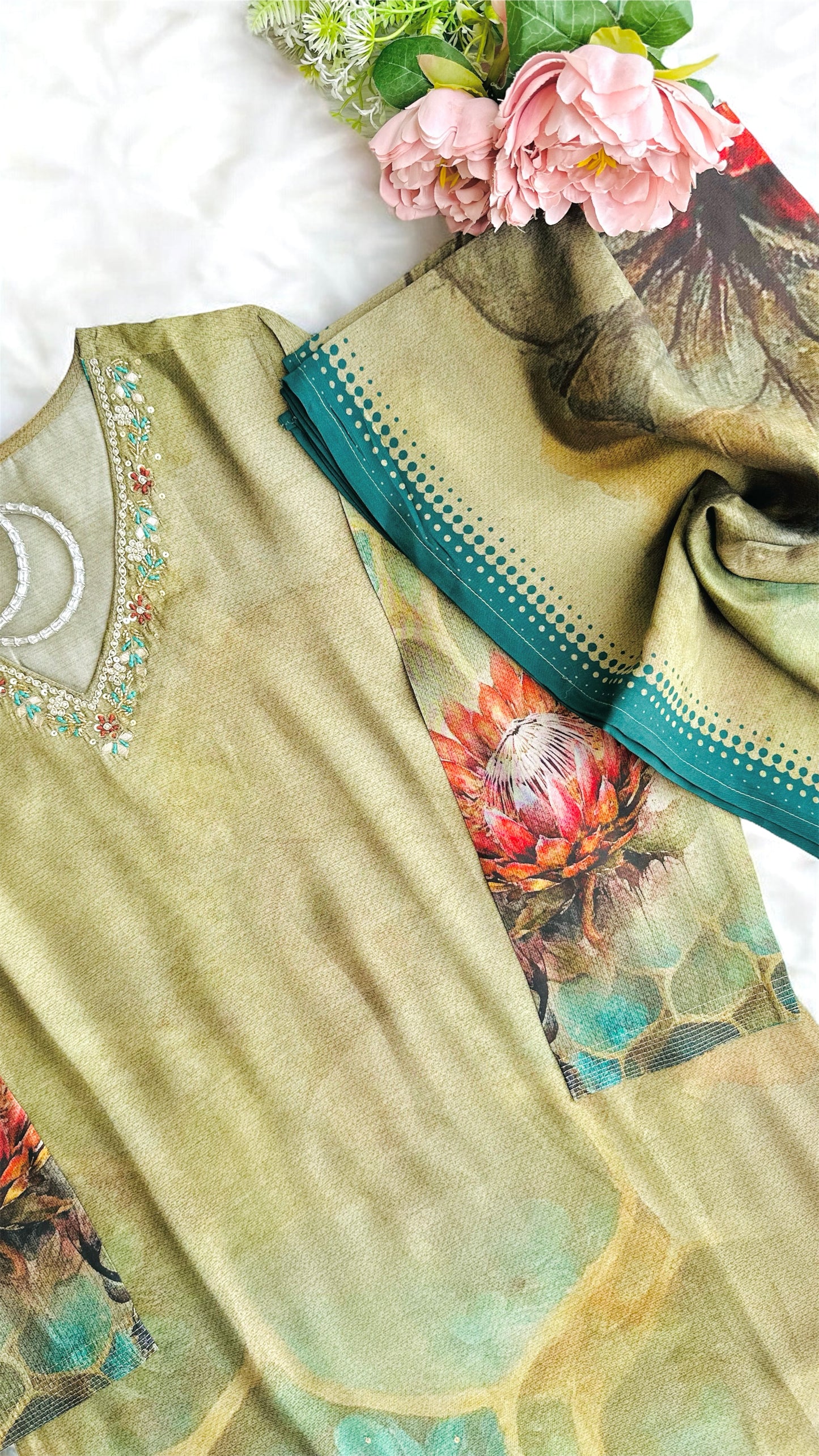 Meher Olive Banarasi Suit Set