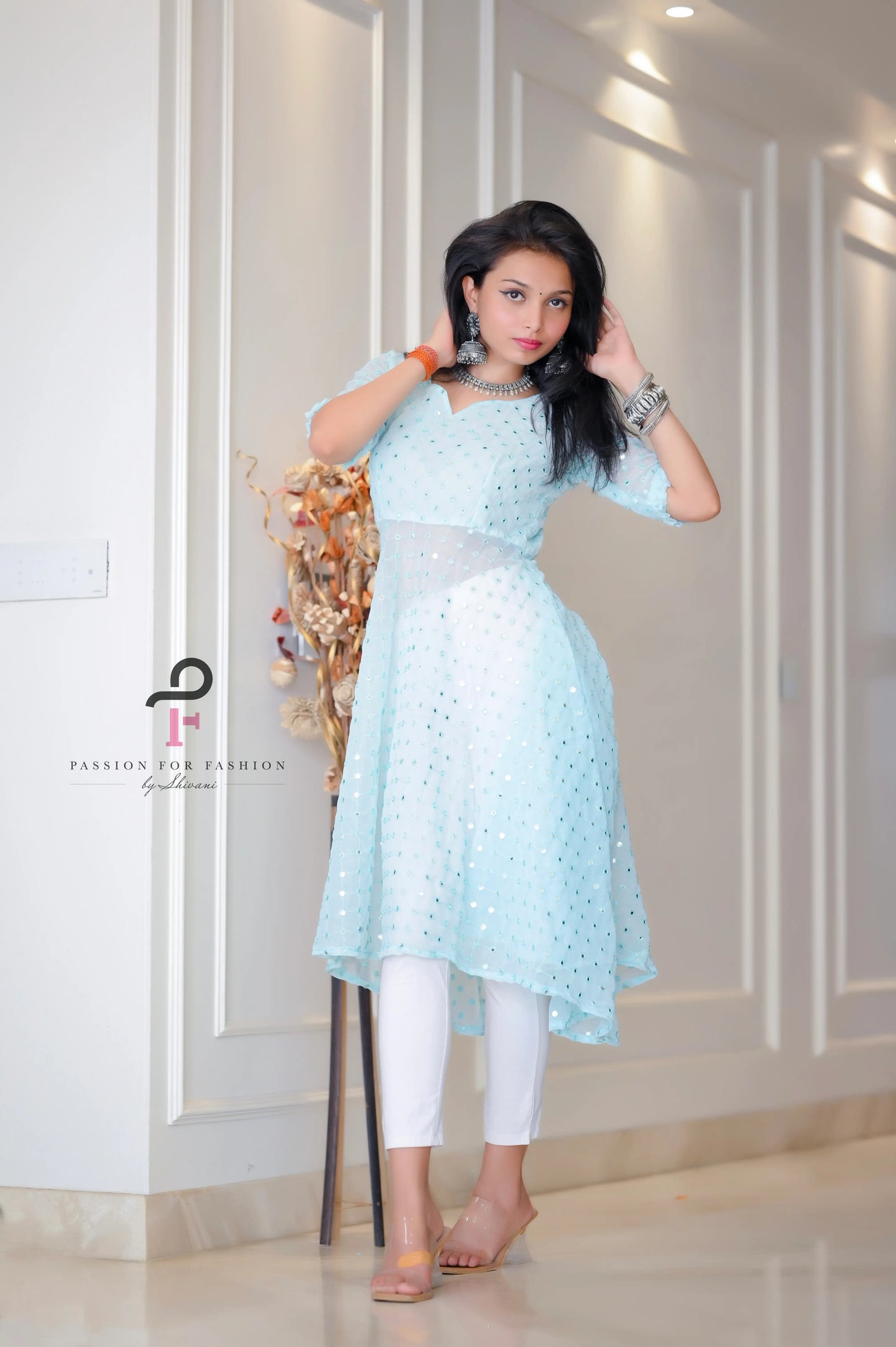 Dreamy Iris Blue Gulnaz Anarkali