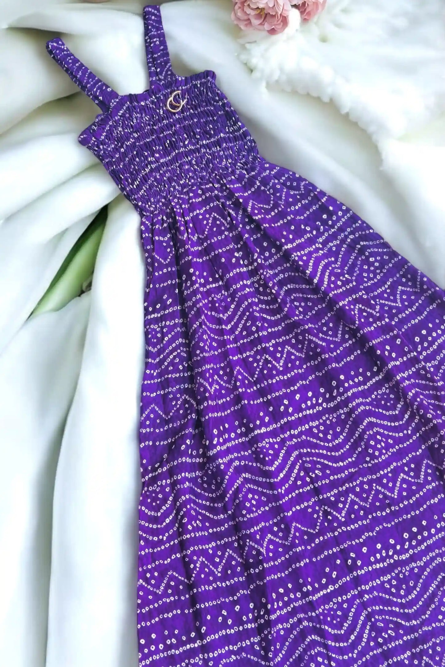 Purple Bandhej Smoky Twirl Dress