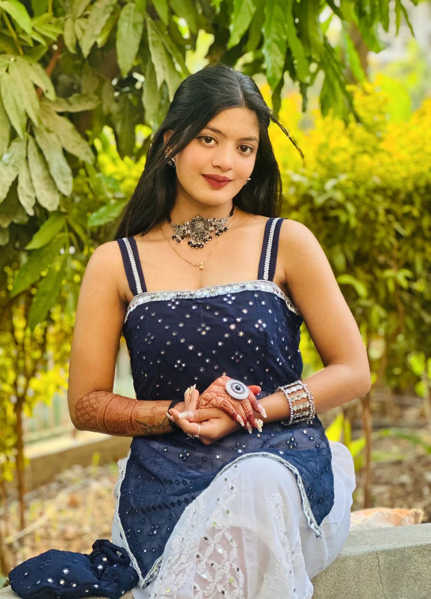 Blink Blue Embroidered Gulnaz Kurta