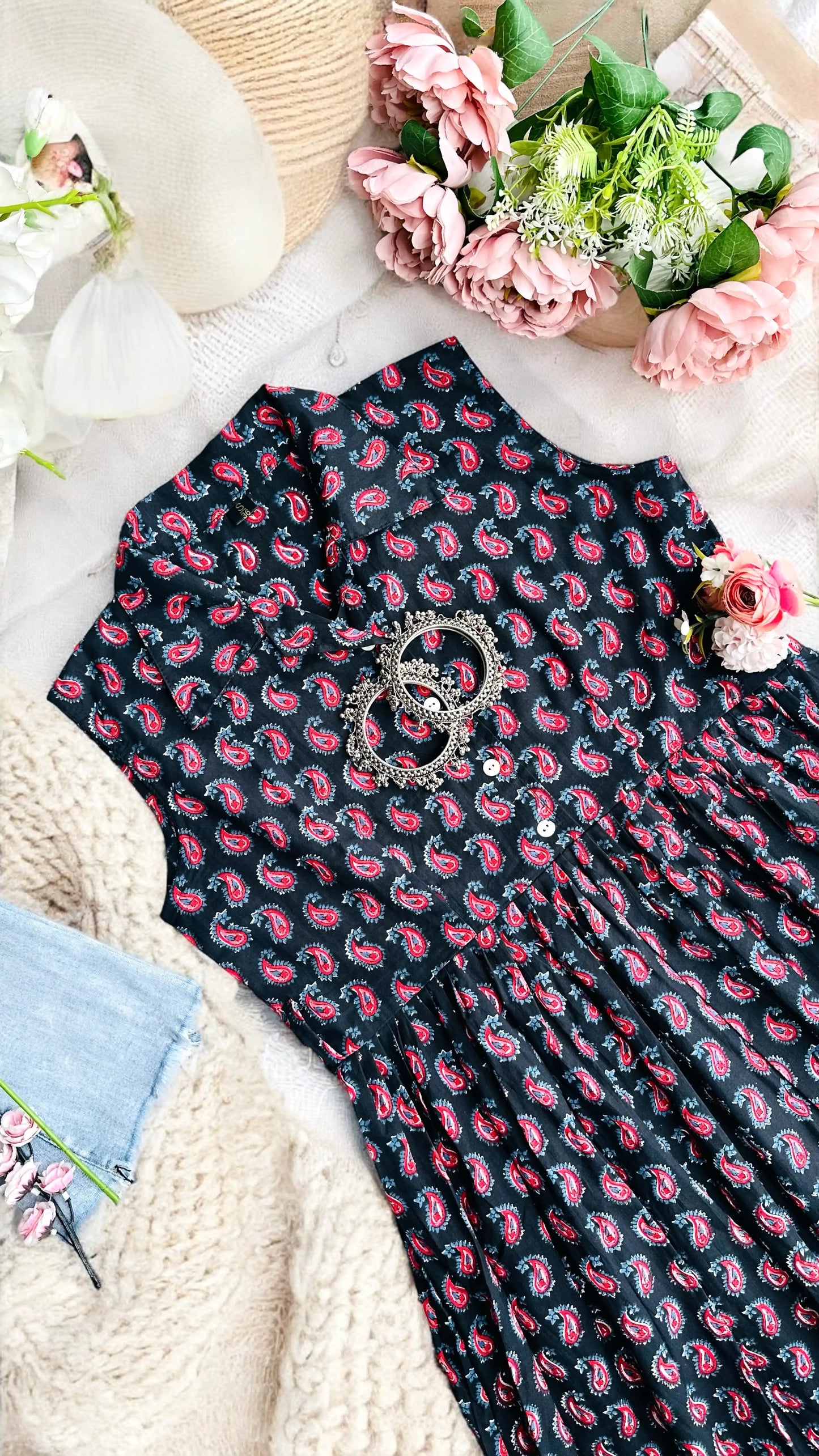 Cute Collar Hand Printed Twirl Dress - Passion for Fashion by Shivani