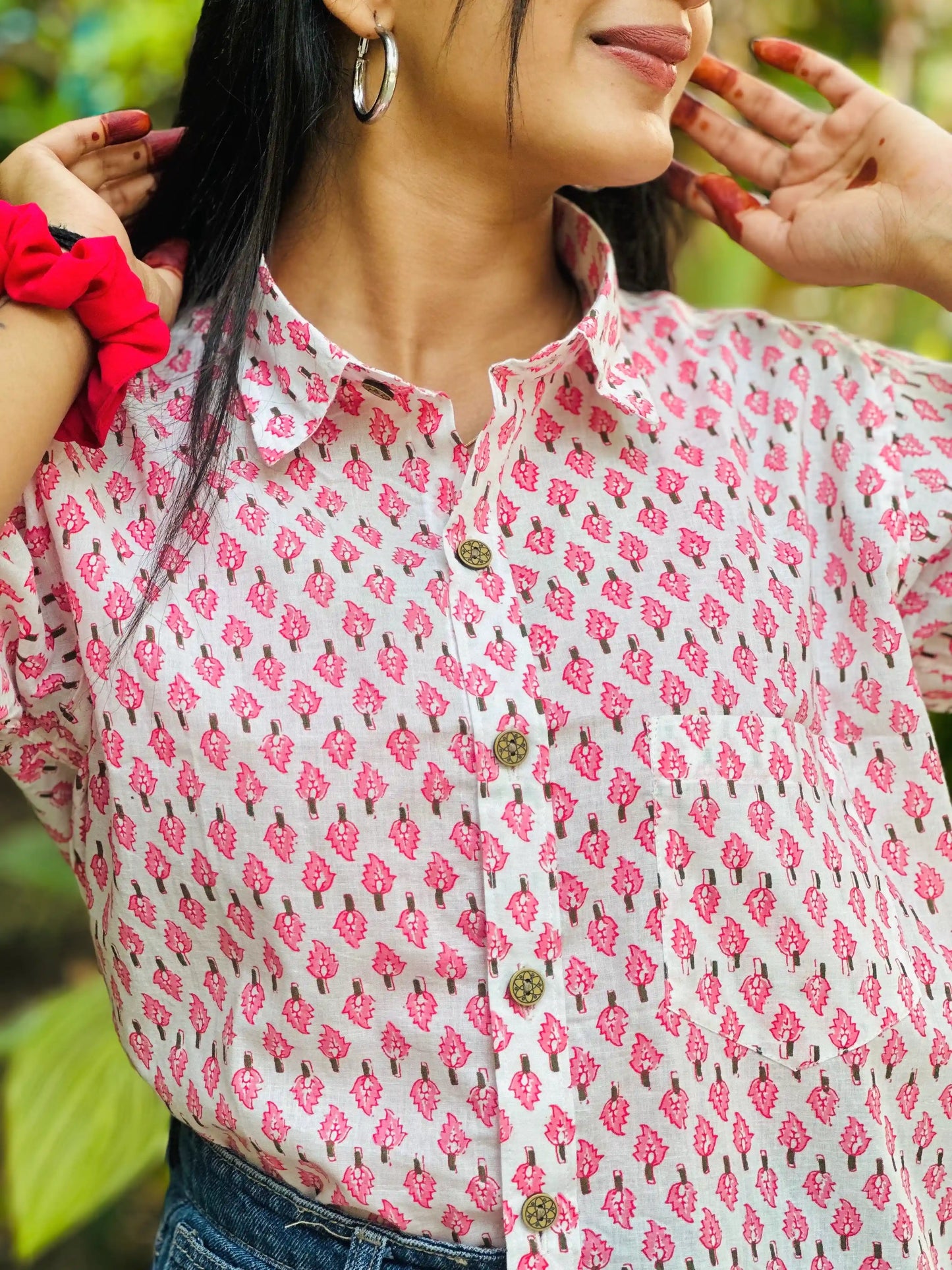 Pink Block Jaipuri Shirt