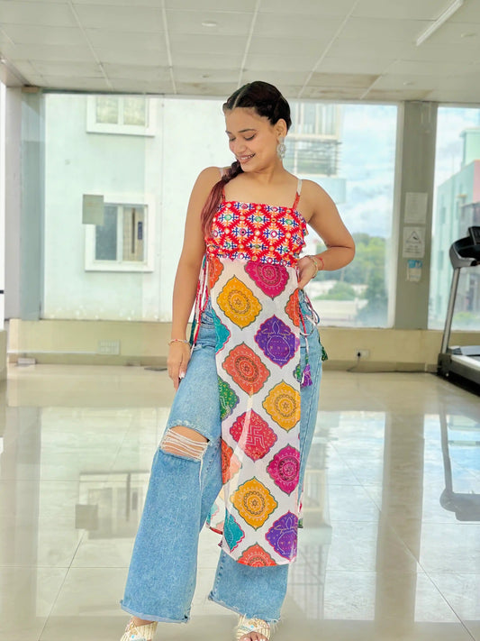 Boho Bloom Side-Tie Kurti - Passion for Fashion by Shivani