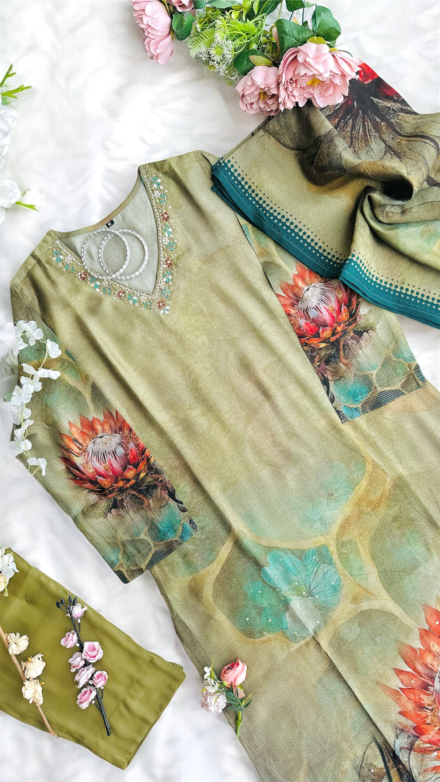 Meher Olive Banarasi Suit Set