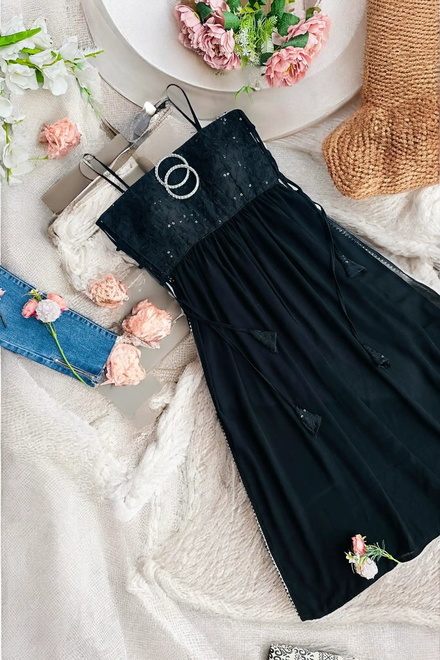 Smoky Black Gulnaz Embroidered Kurta - Passion for Fashion by Shivani