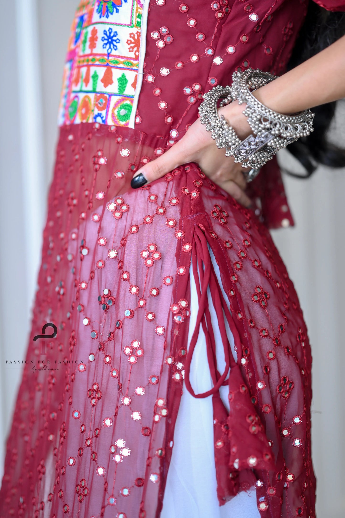 Scarlet Maroon Embroidered Gulnaz Kurta