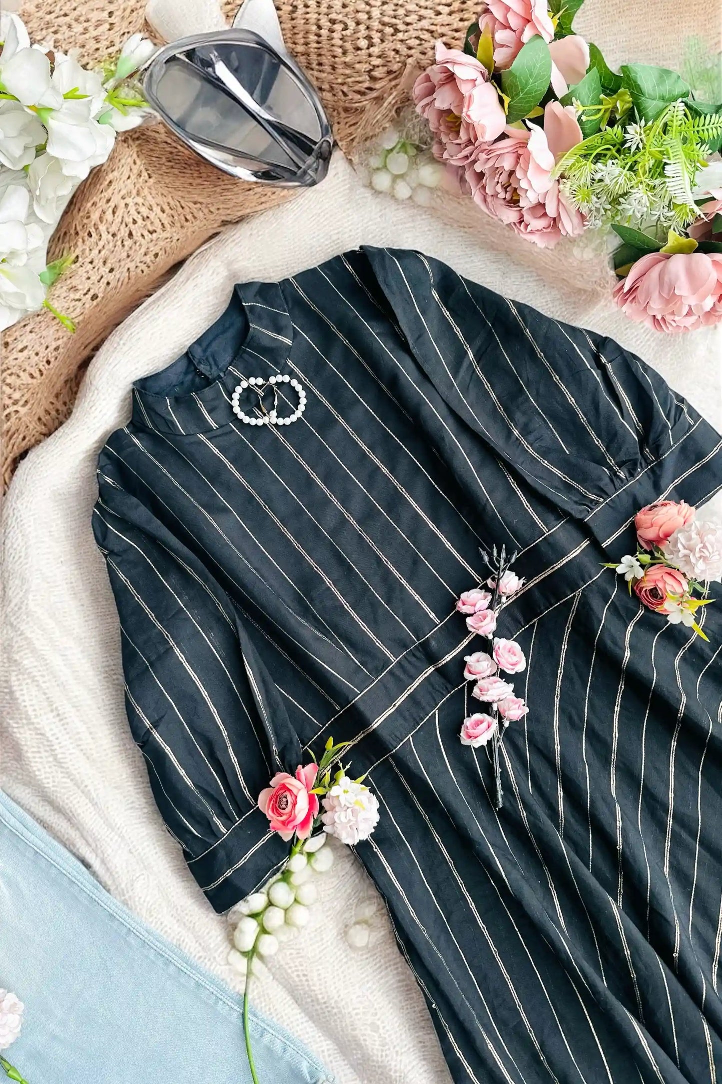 Smoky Black Gulnaz Peplum Top