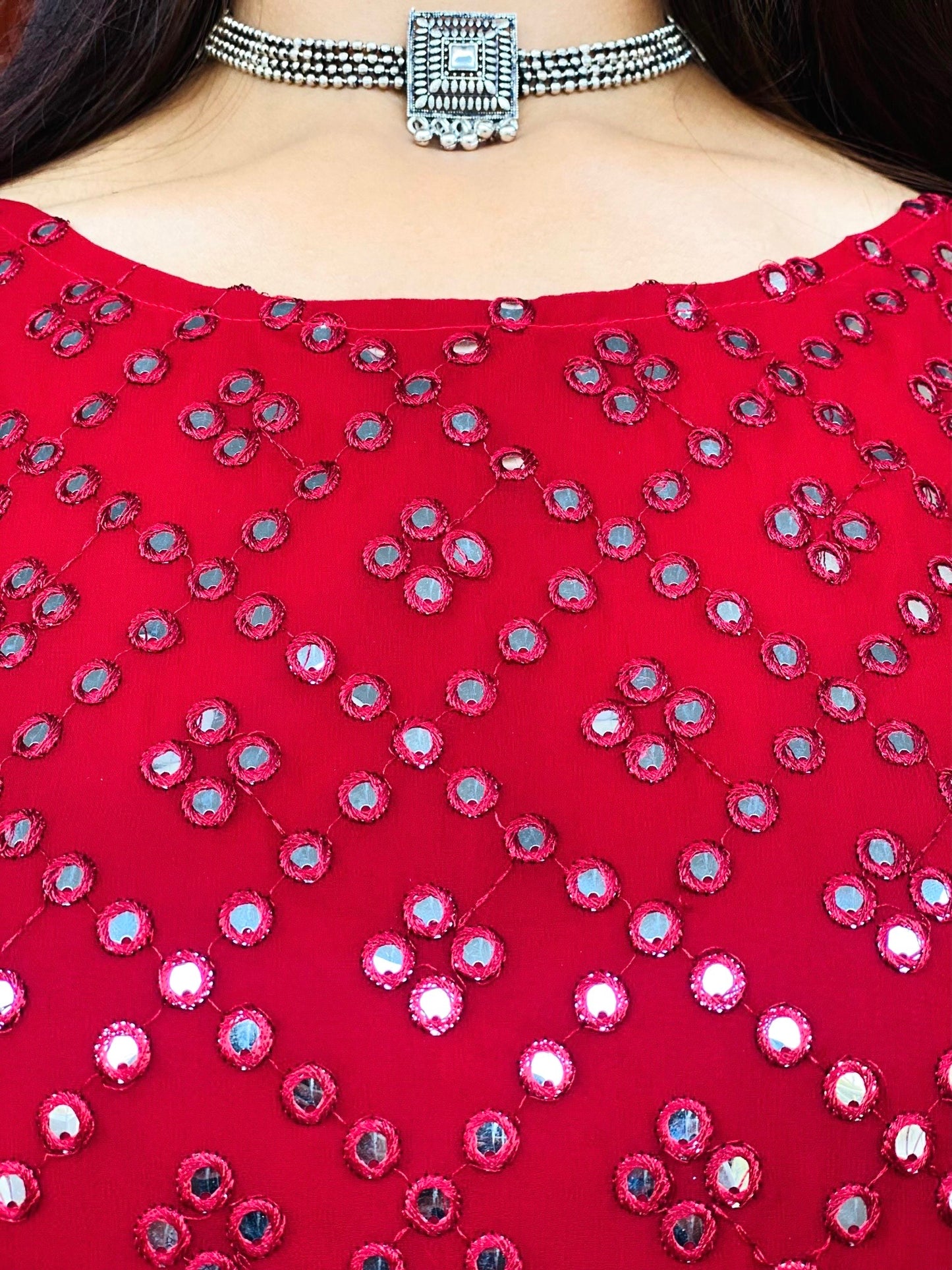 Rose Maroon Embroidered Gulnaz Kurta
