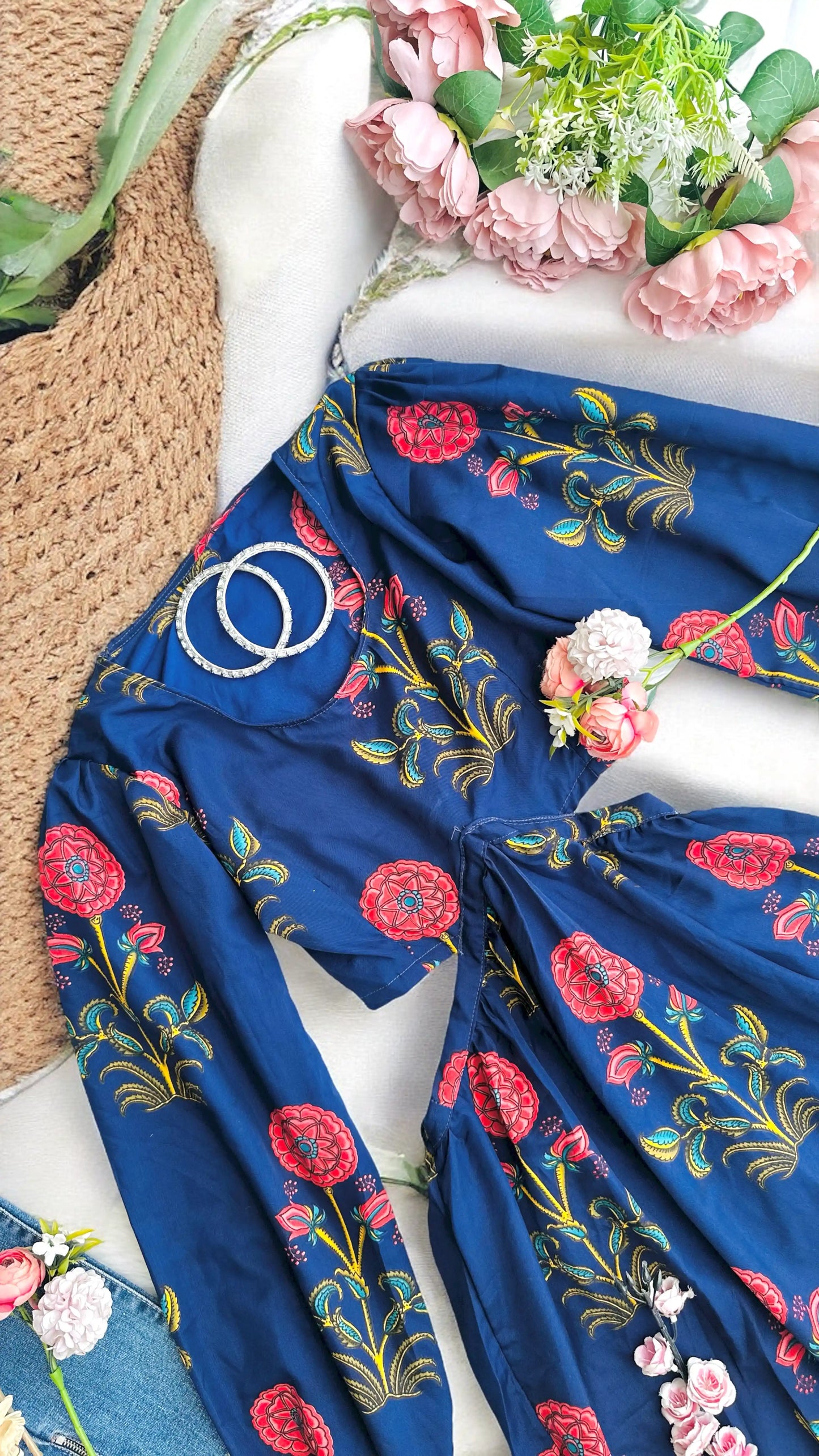 Asure Blue Blockprint Twirl Dress - Passion for Fashion by Shivani