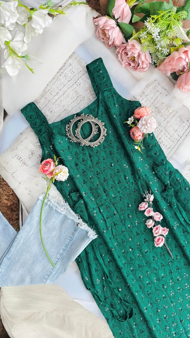 Zelen Green Sequence Gulnaz Kurta