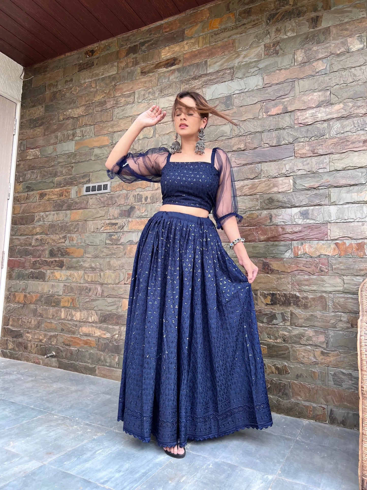 Fenil's Blue Gulnaz Skirt Ensemble