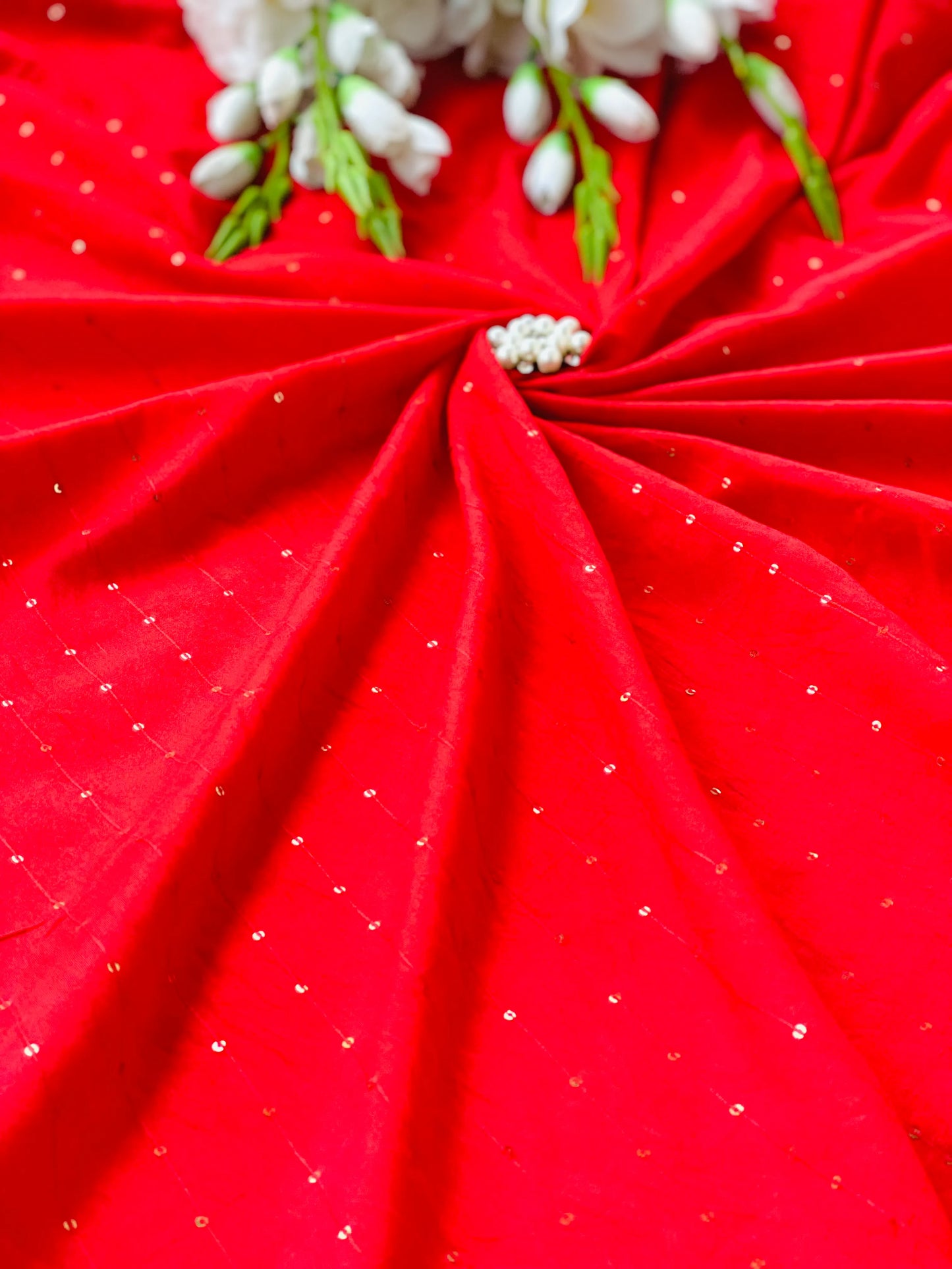 Scarlet Red Sequence Fabric Cut