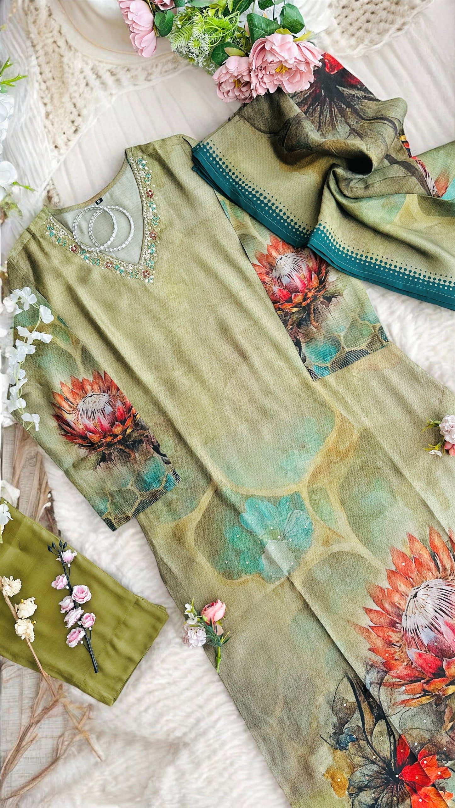 Meher Olive Banarasi Suit Set