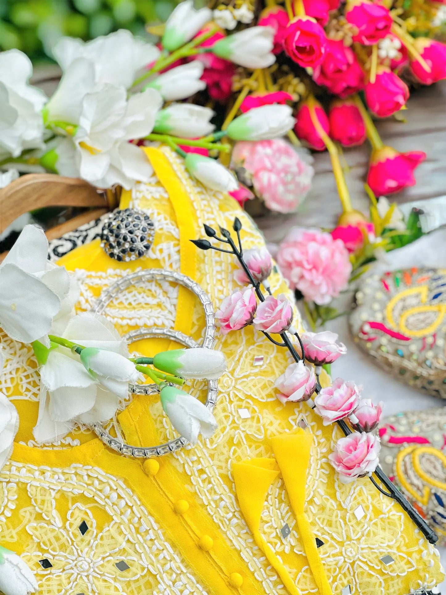Sunflower Yellow Noor Mirror Chikankari