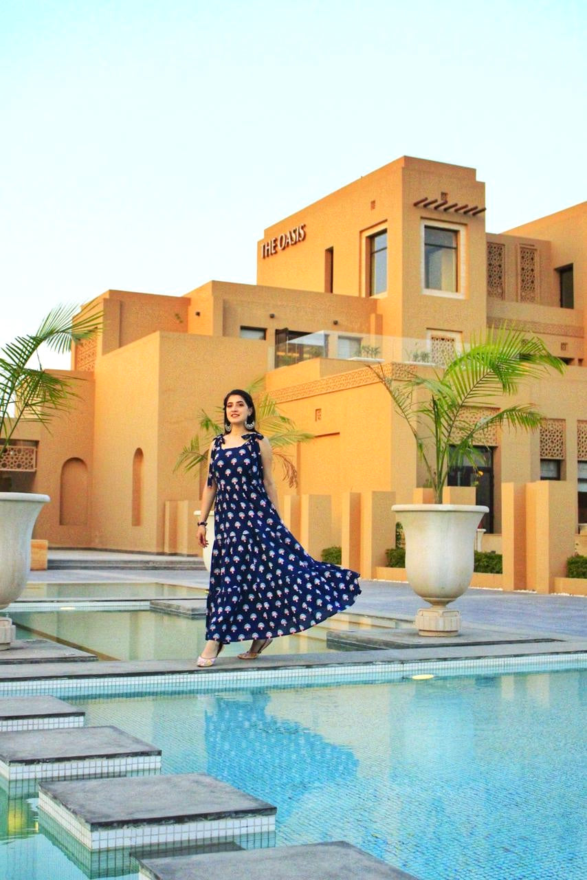 Vaasavi's Swedish Blue Twirl Dress - Passion for Fashion by Shivani