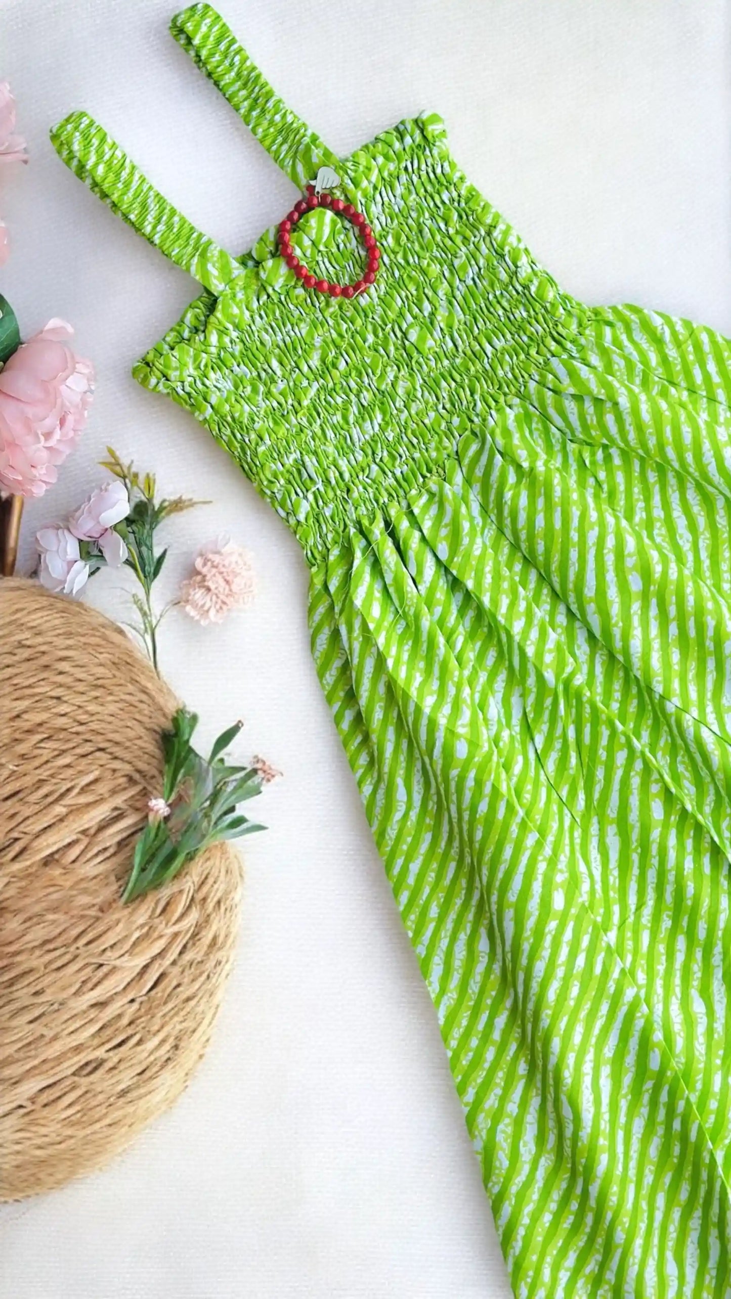 Lehriya Green Smoky Twirl Dress