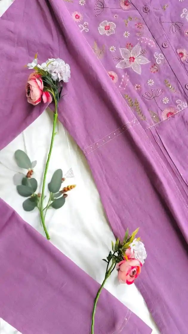 Lilac Embroidered Meher Suit Set - Passion for Fashion by Shivani