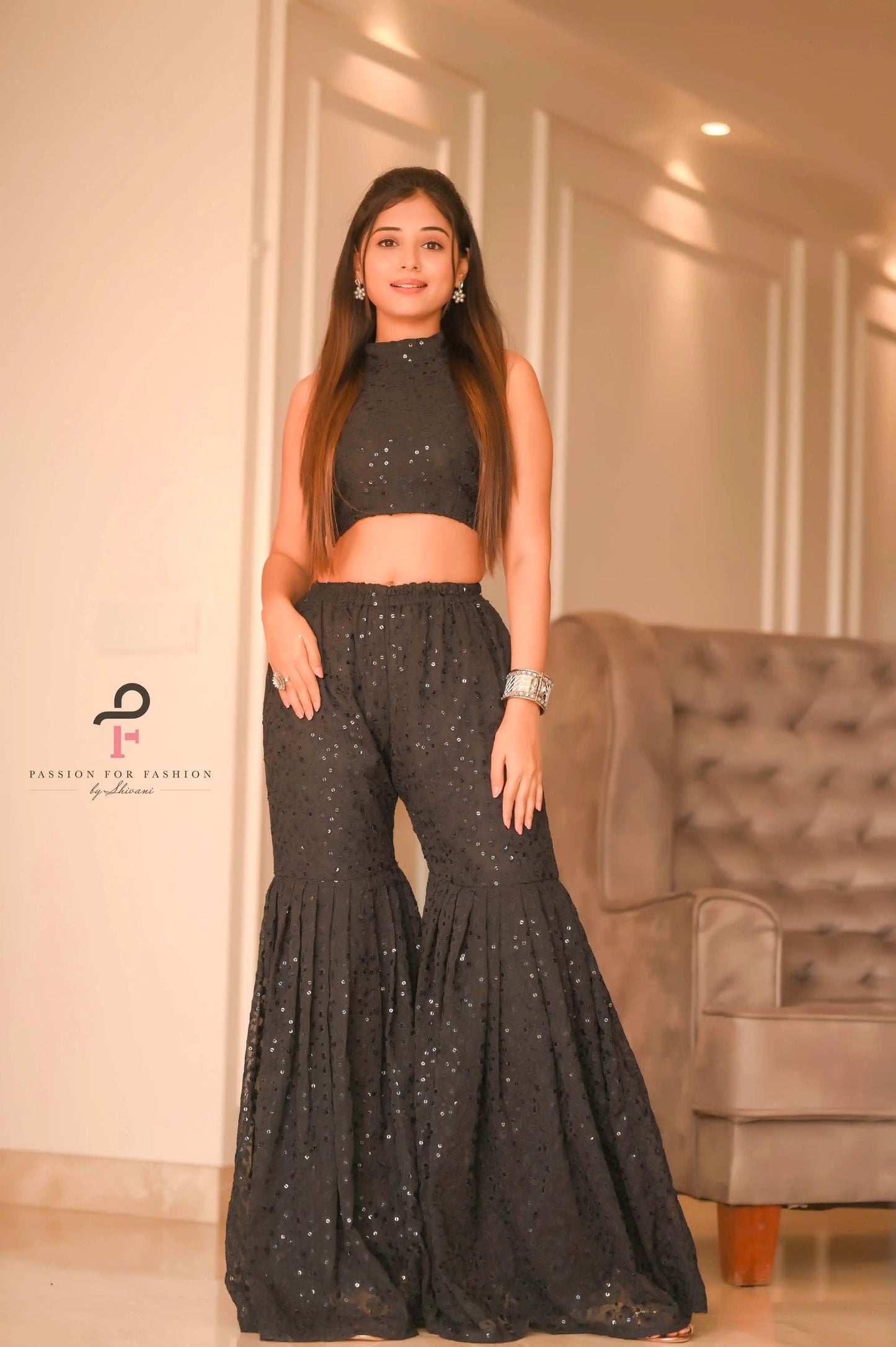 Midnight Spark Sequin Blouse