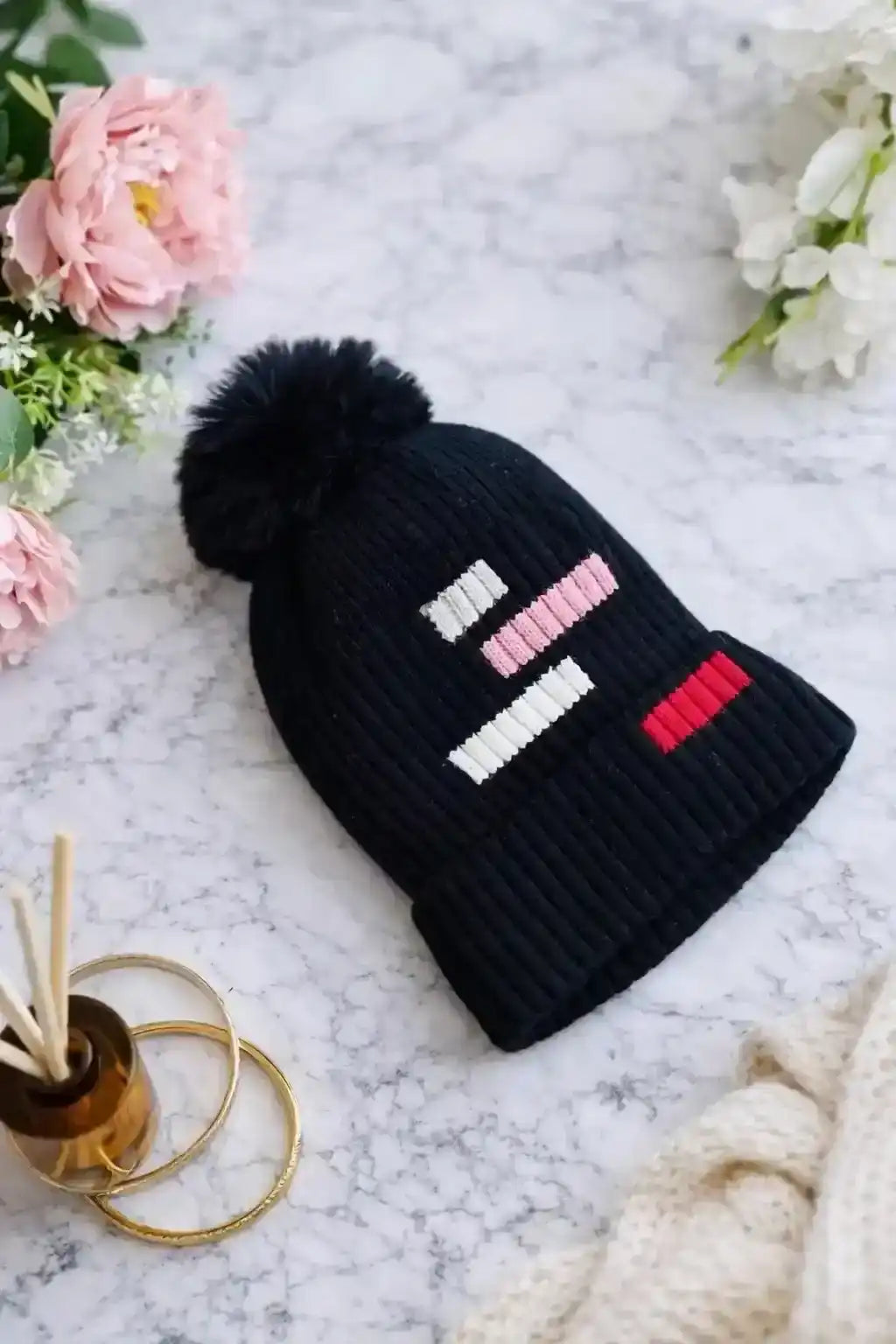 Handcrafted Black Knitted Wool Cap