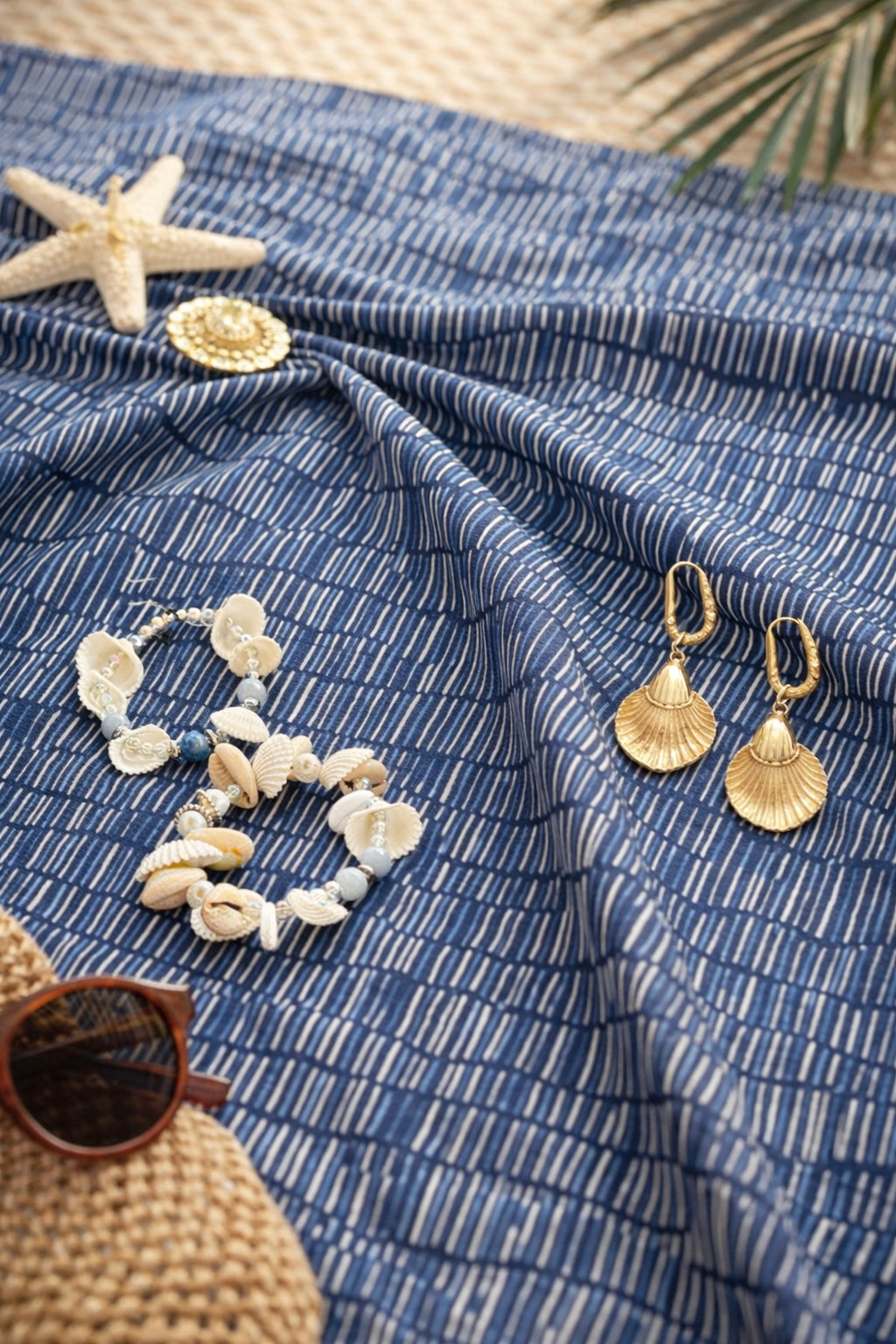 Pitch Blue Handprinted MulMul Fabric Cut