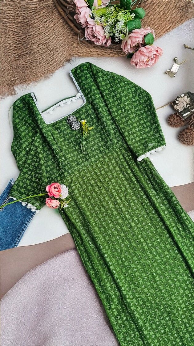 Emerald Green Gulnaz Embroidered Kurta