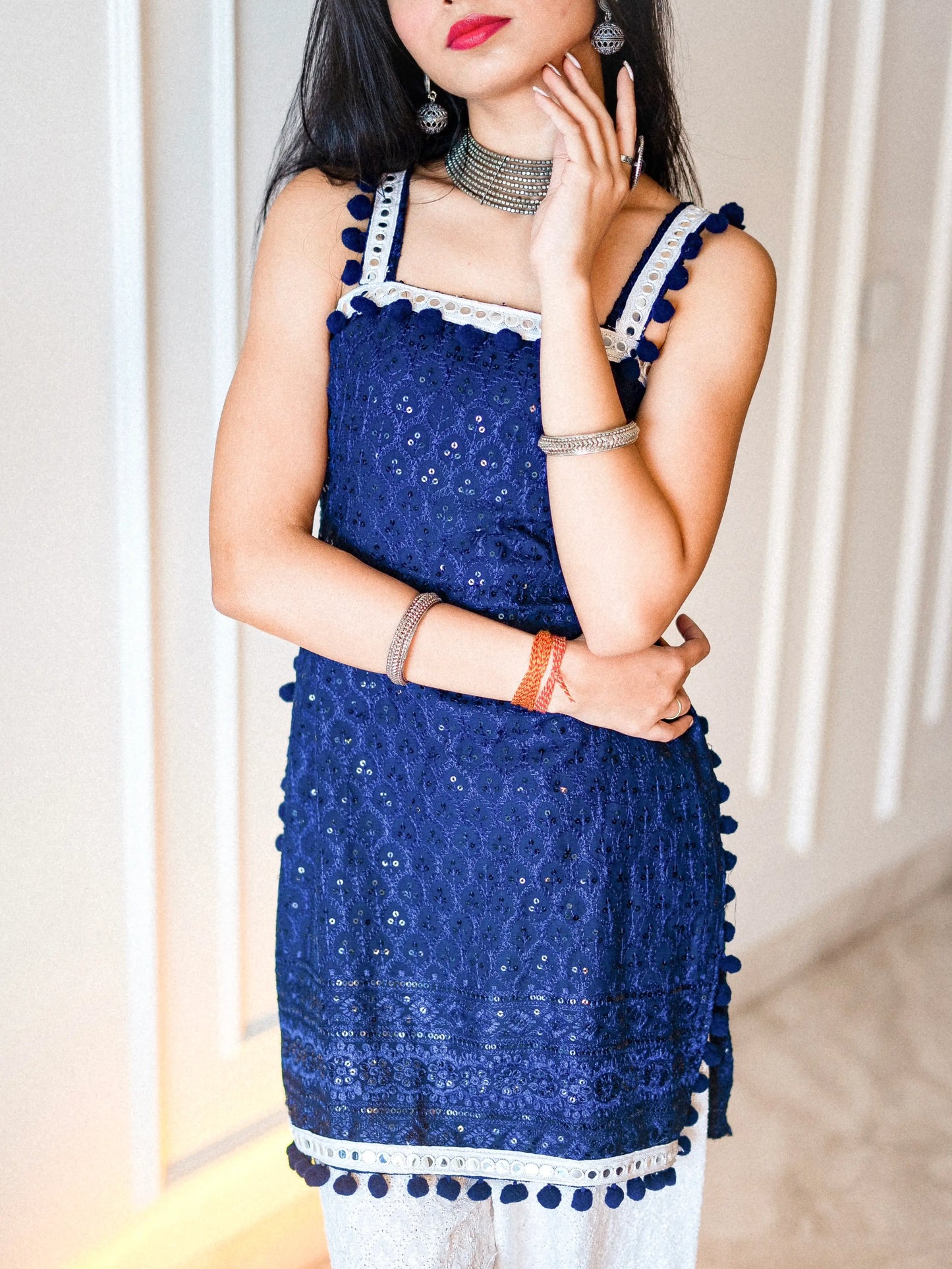 Daisy Blue Sequence Gulnaz Short Kurta