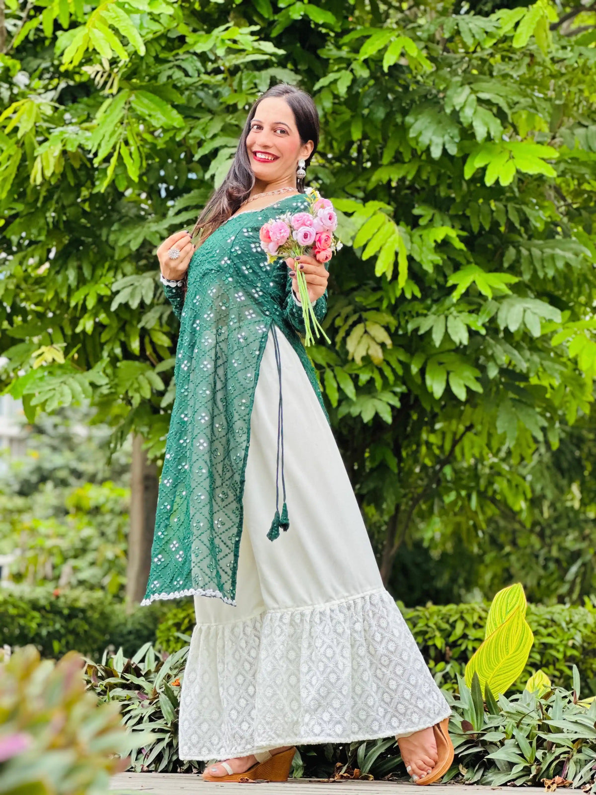 Lawn Green Mirror Gulnaz Kurta